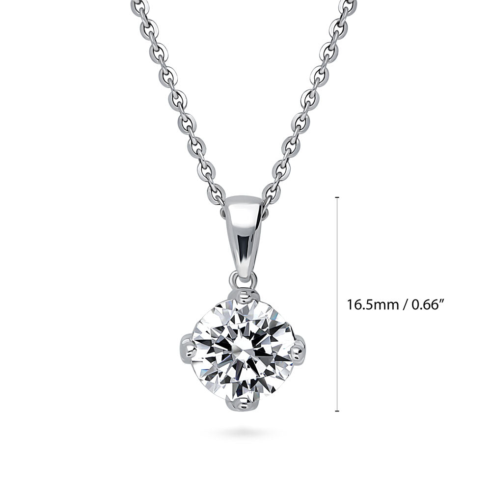 Solitaire Round CZ Necklace and Earrings Set in Sterling Silver