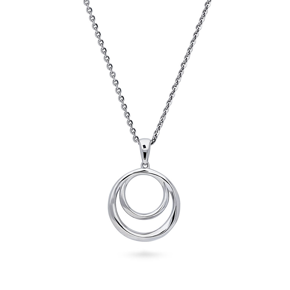 Open Circle Necklace and Earrings in Sterling Silver