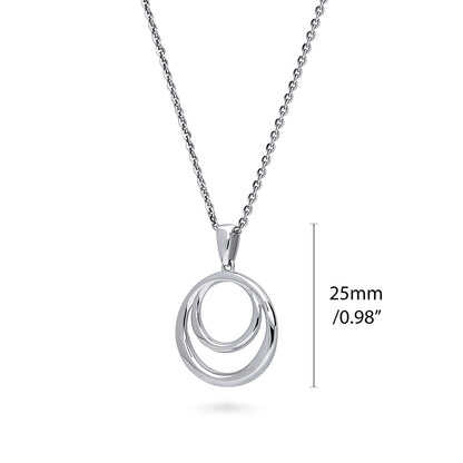Open Circle Necklace and Earrings in Sterling Silver