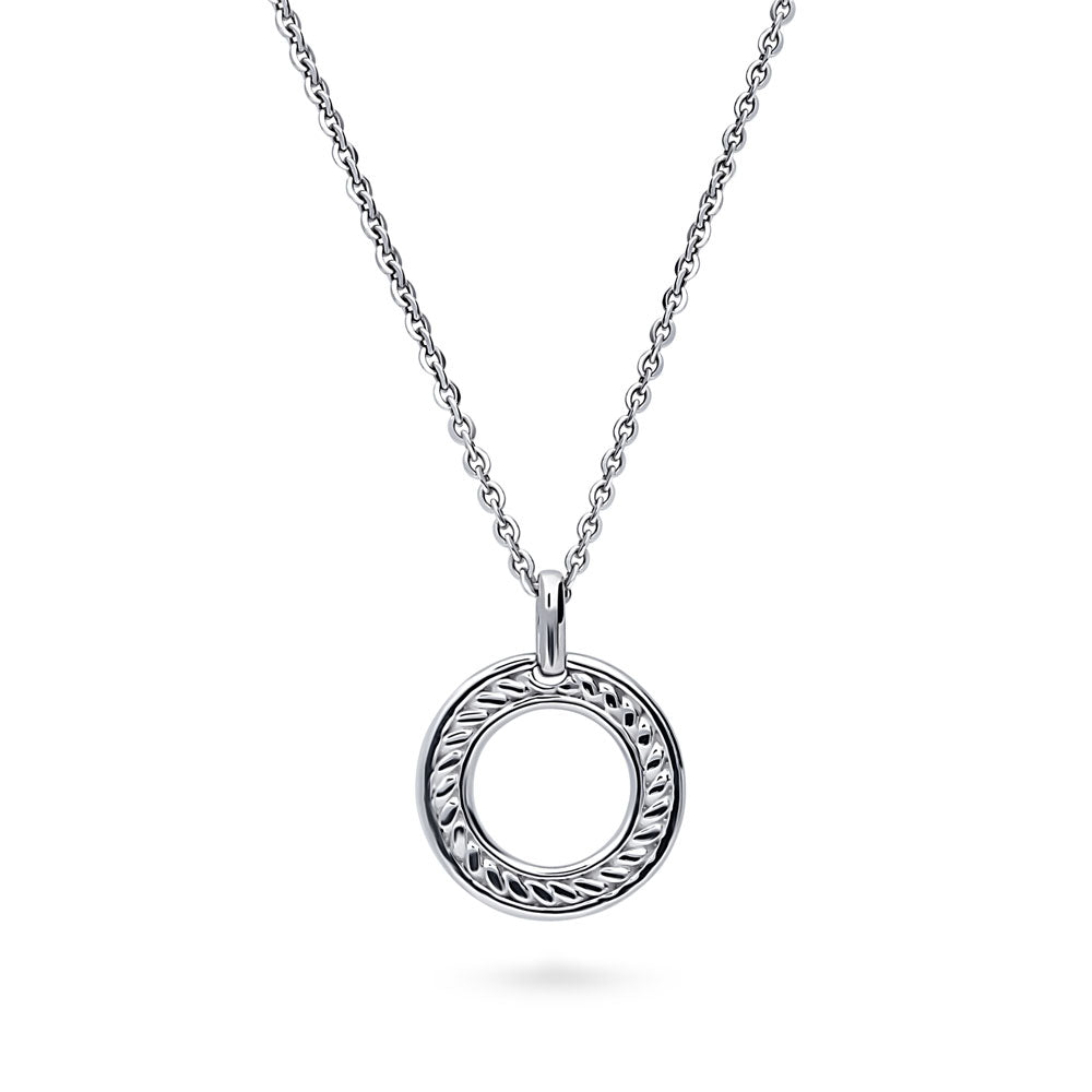 Open Circle Cable Pendant Necklace in Sterling Silver, 1 of 6