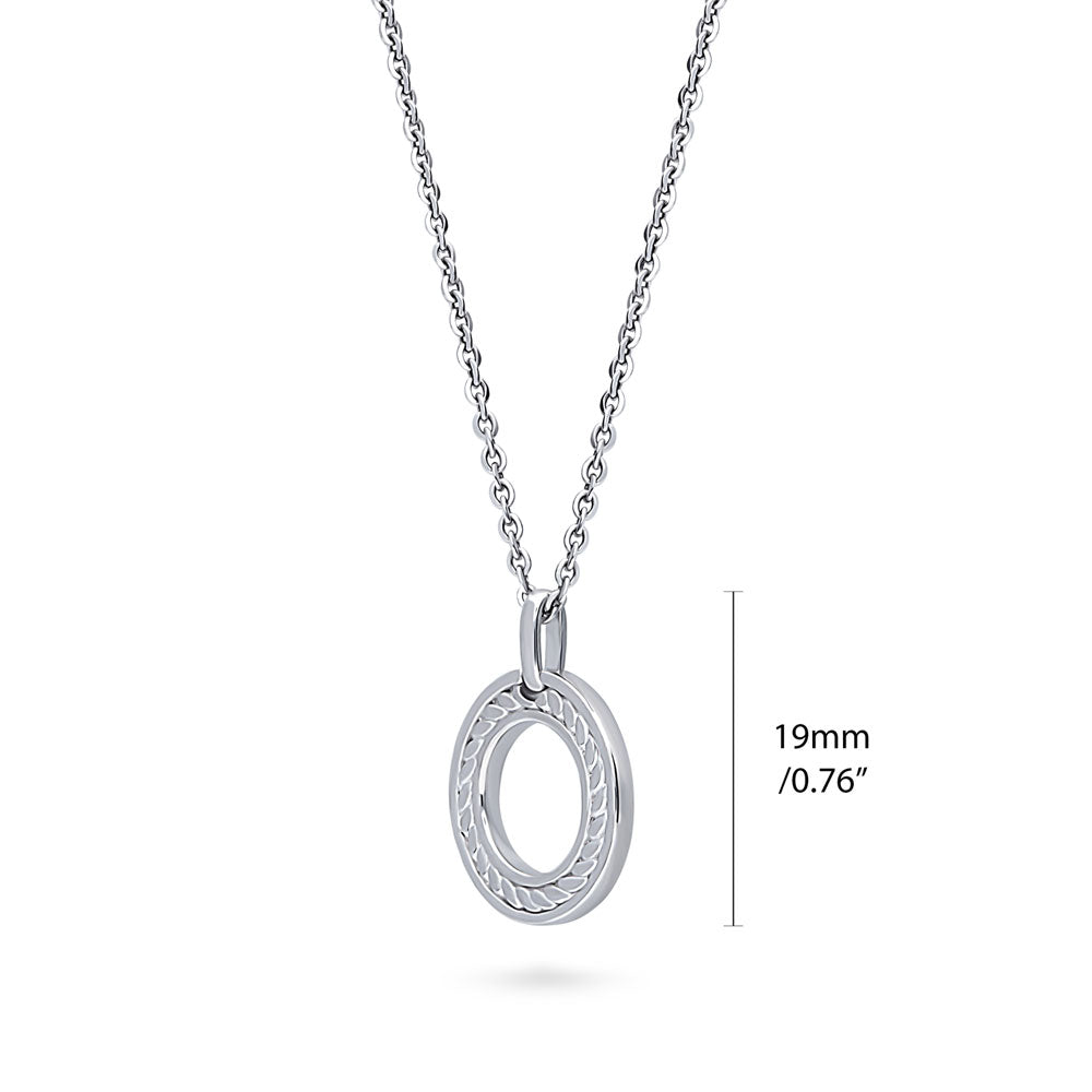 Front view of Open Circle Cable Pendant Necklace in Sterling Silver, 4 of 6
