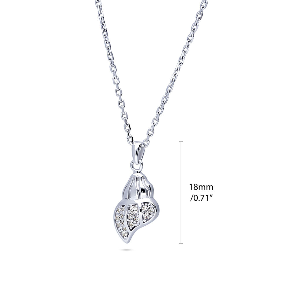 Seashell CZ Pendant Necklace in Sterling Silver, 4 of 11