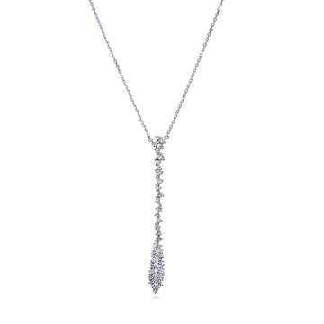Cluster Teardrop CZ Pendant Necklace in Sterling Silver