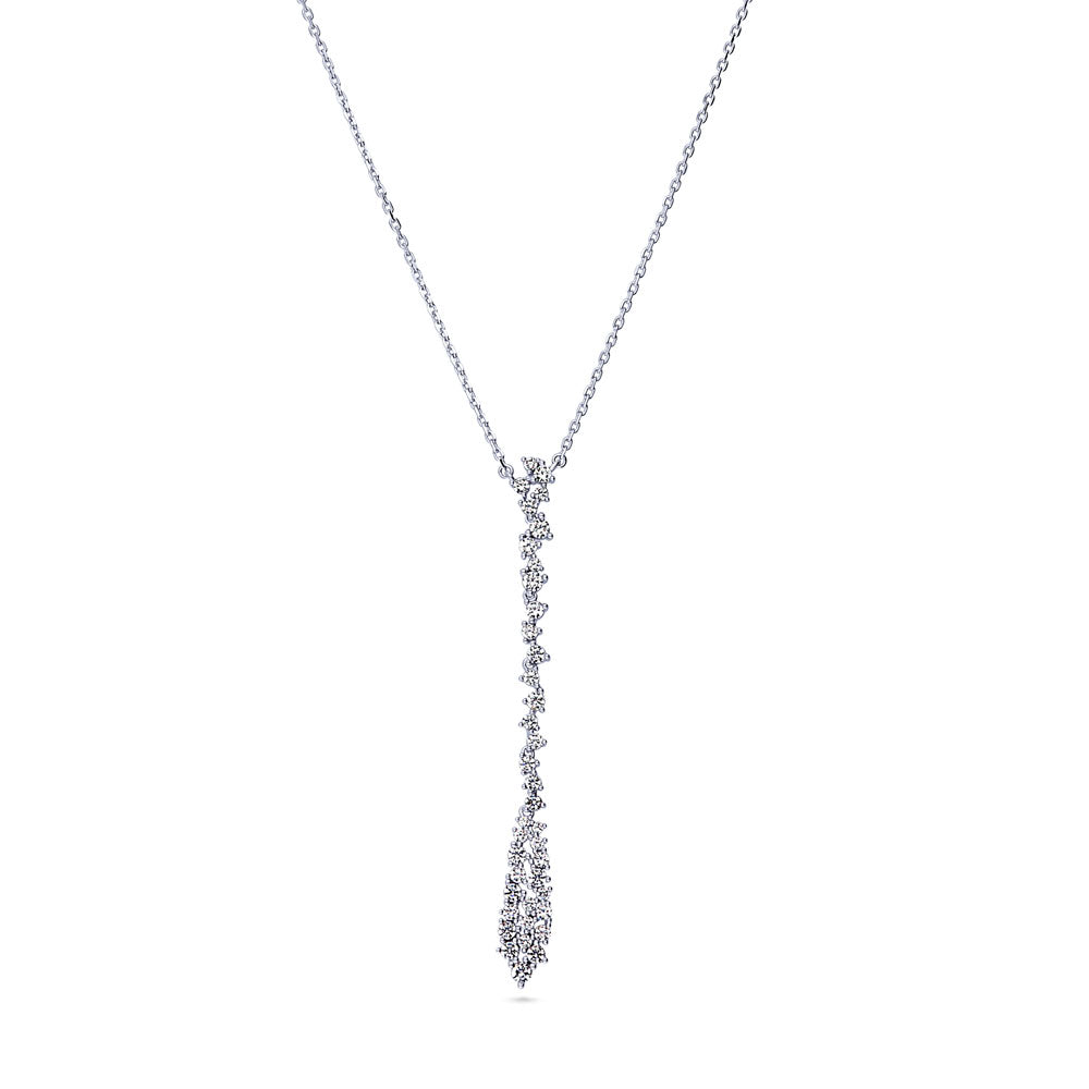Cluster Teardrop CZ Pendant Necklace in Sterling Silver, 1 of 5