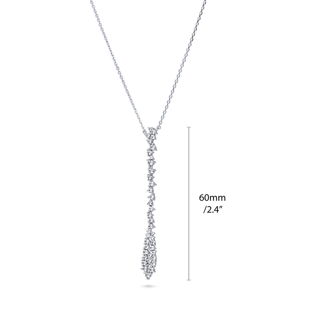 Front view of Cluster Teardrop CZ Necklace in Sterling Silver, 3 of 5
