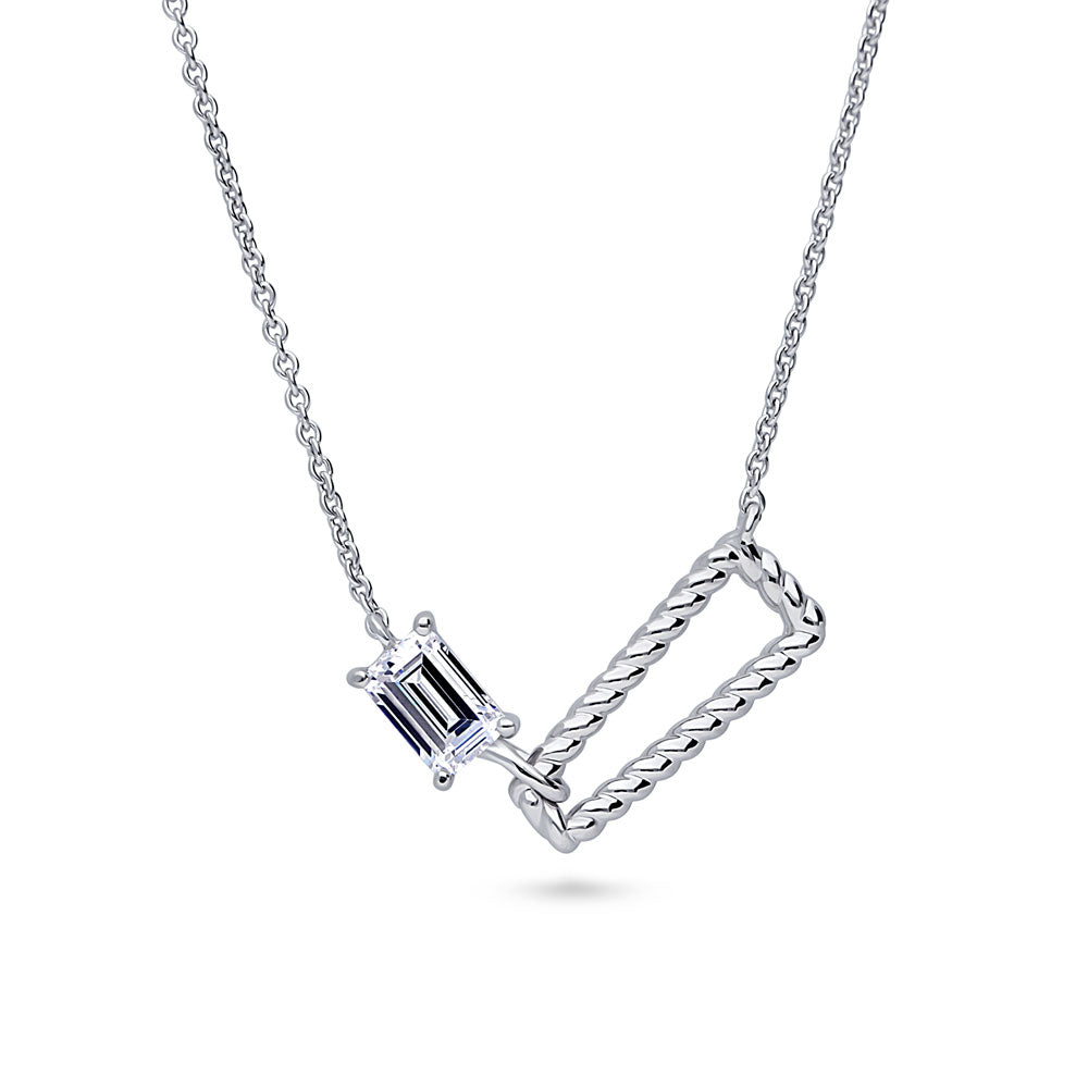 Cable Trapezoid CZ Necklace in Sterling Silver, 1 of 6