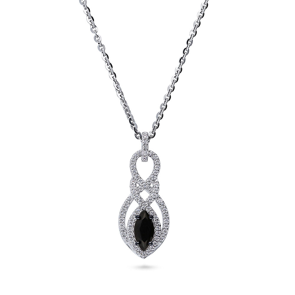 Black and White Woven CZ Pendant Necklace in Sterling Silver, 1 of 8