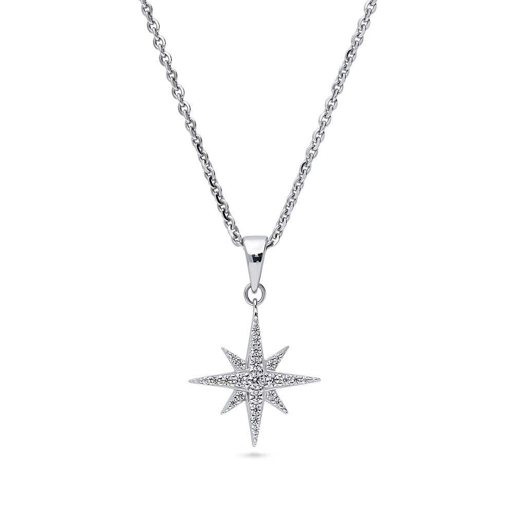 North Star CZ Pendant Necklace in Sterling Silver