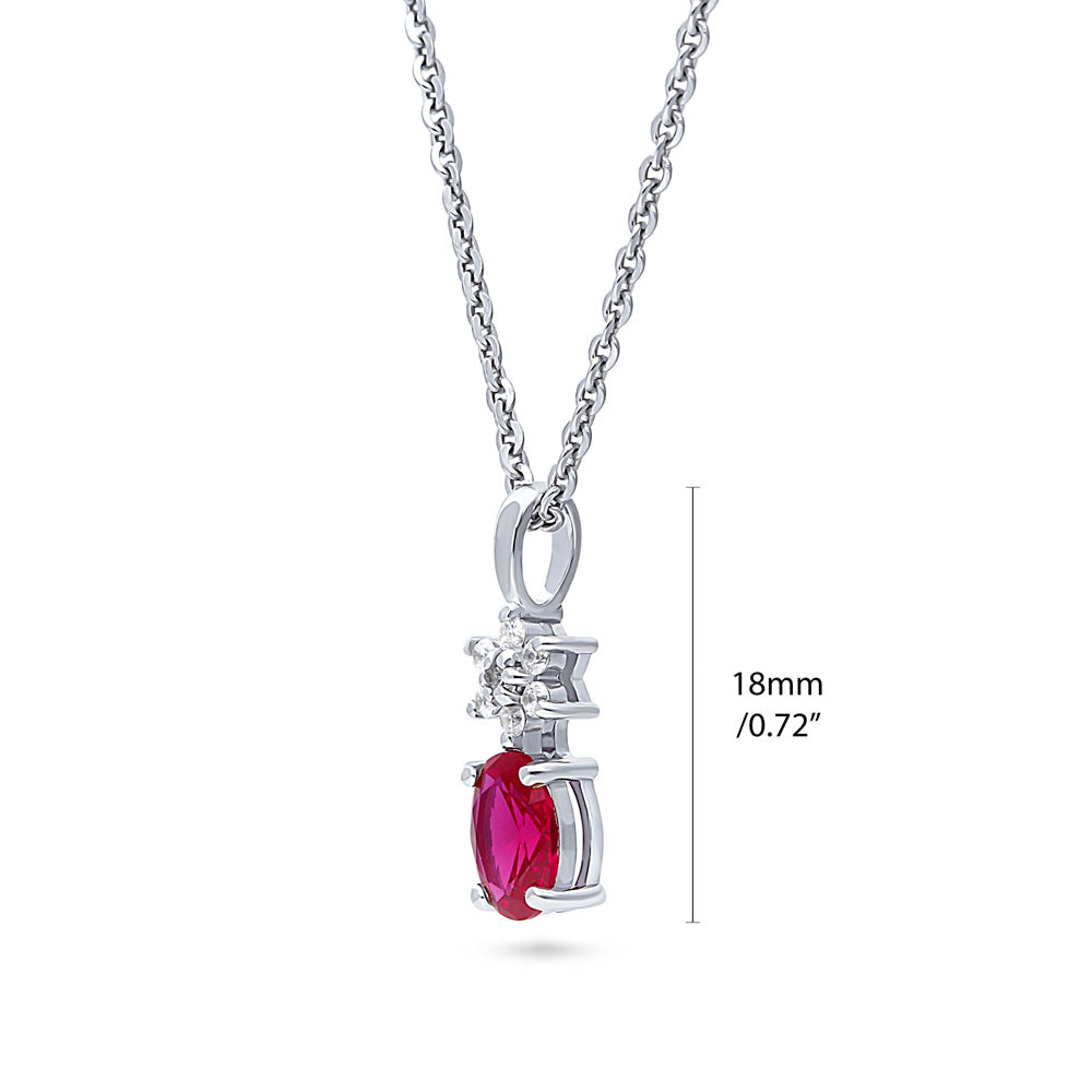 Front view of Flower Ruby-Red CZ Set in Sterling Silver, 9 of 11