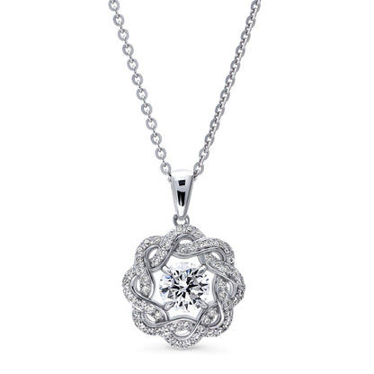 Flower Woven Ribbon Wreath CZ Set in Sterling Silver
