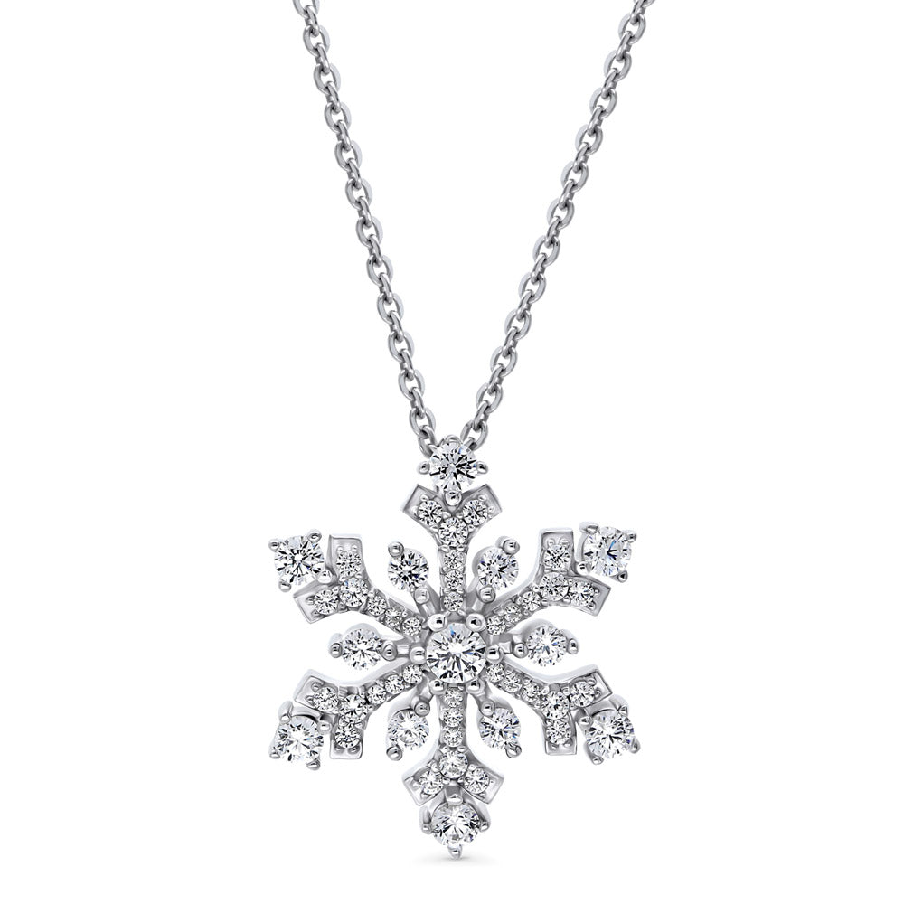 Snowflake CZ Pendant Necklace in Sterling Silver, 1 of 8