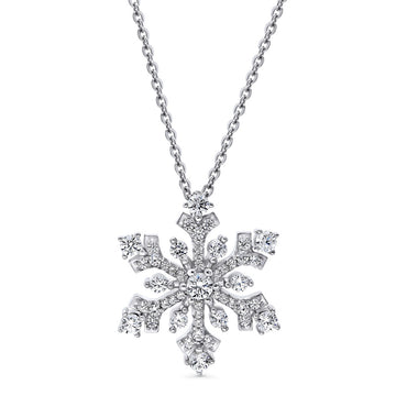 Snowflake CZ Pendant Necklace in Sterling Silver