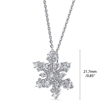 Snowflake CZ Pendant Necklace in Sterling Silver
