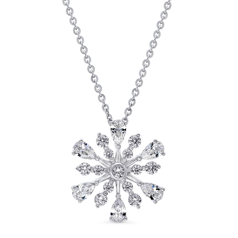 Snowflake CZ Pendant Necklace in Sterling Silver, 1 of 4
