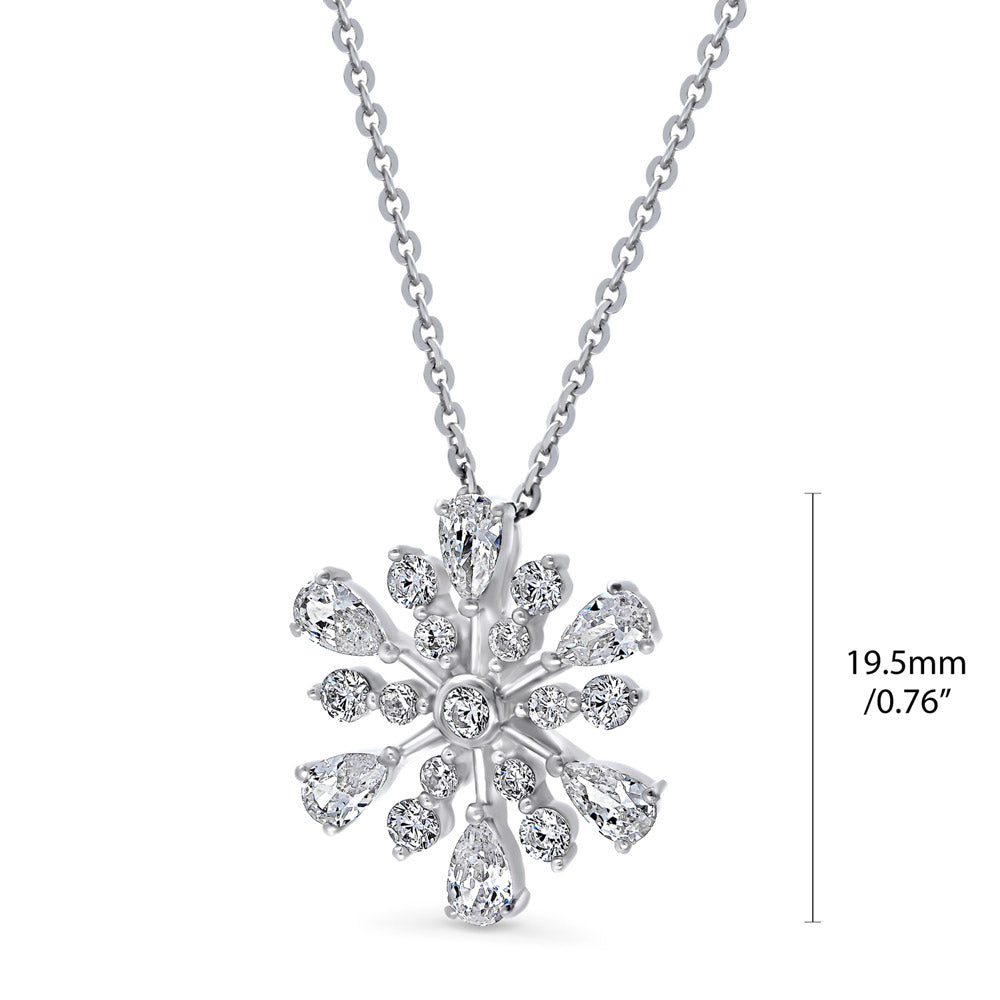 Front view of Snowflake CZ Pendant Necklace in Sterling Silver, 2 of 4