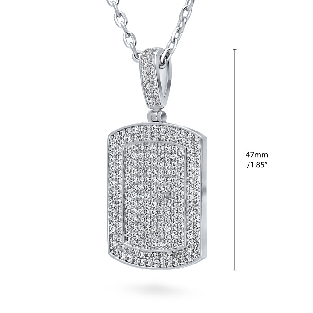 Front view of Dog Tag CZ Pendant Necklace, 3 of 10