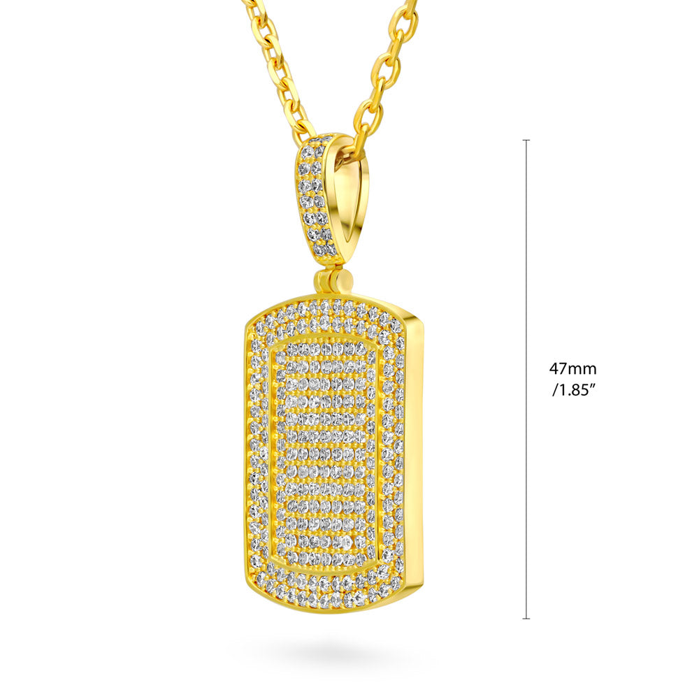 Front view of Dog Tag CZ Pendant Necklace, 2 of 10