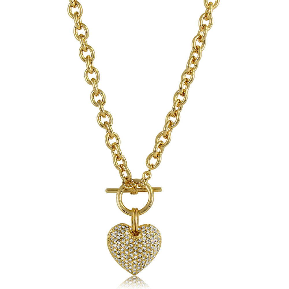 Front view of Heart Toggle Pendant Necklace in Gold-Tone, 3 of 7