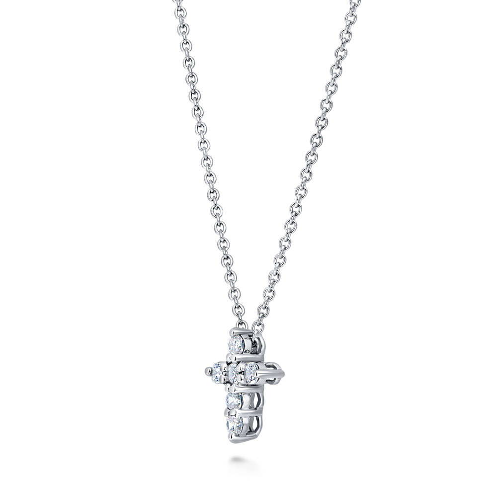 Cross CZ Necklace and Earrings Set in Sterling Silver