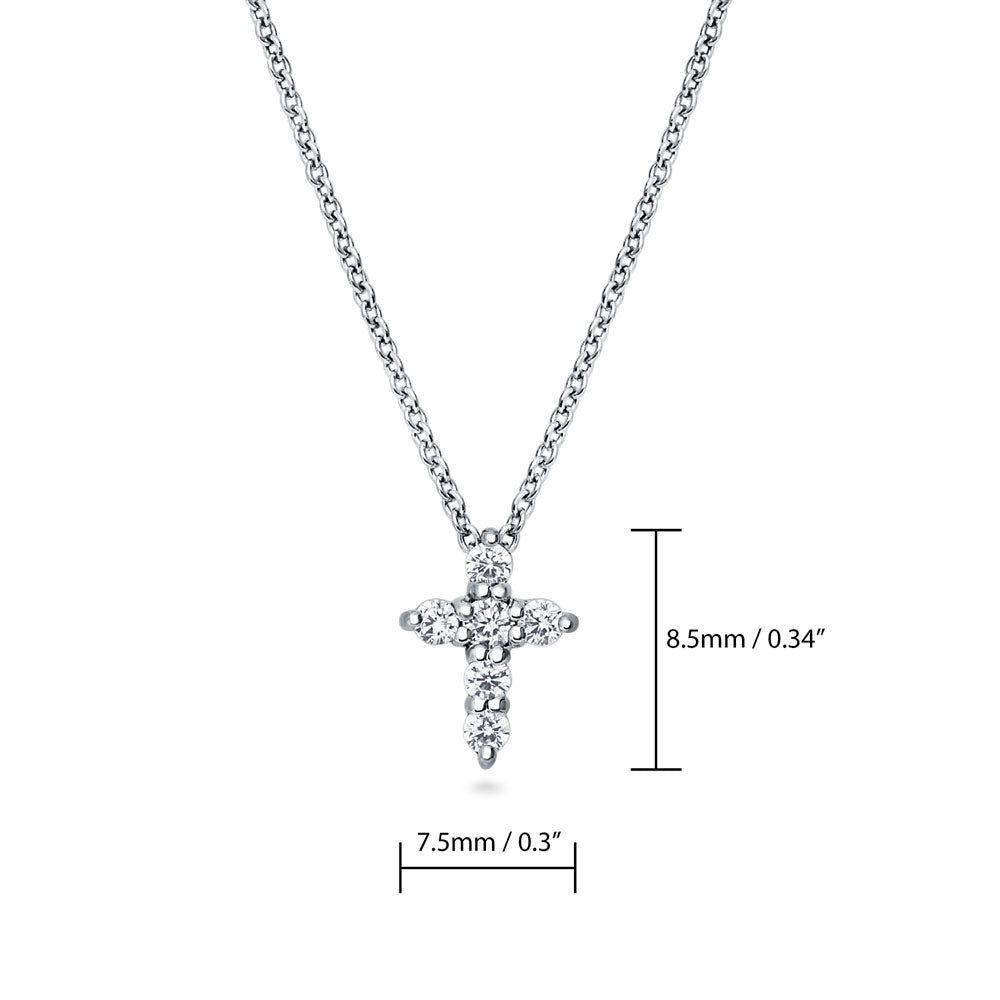 Cross CZ Necklace and Earrings Set in Sterling Silver