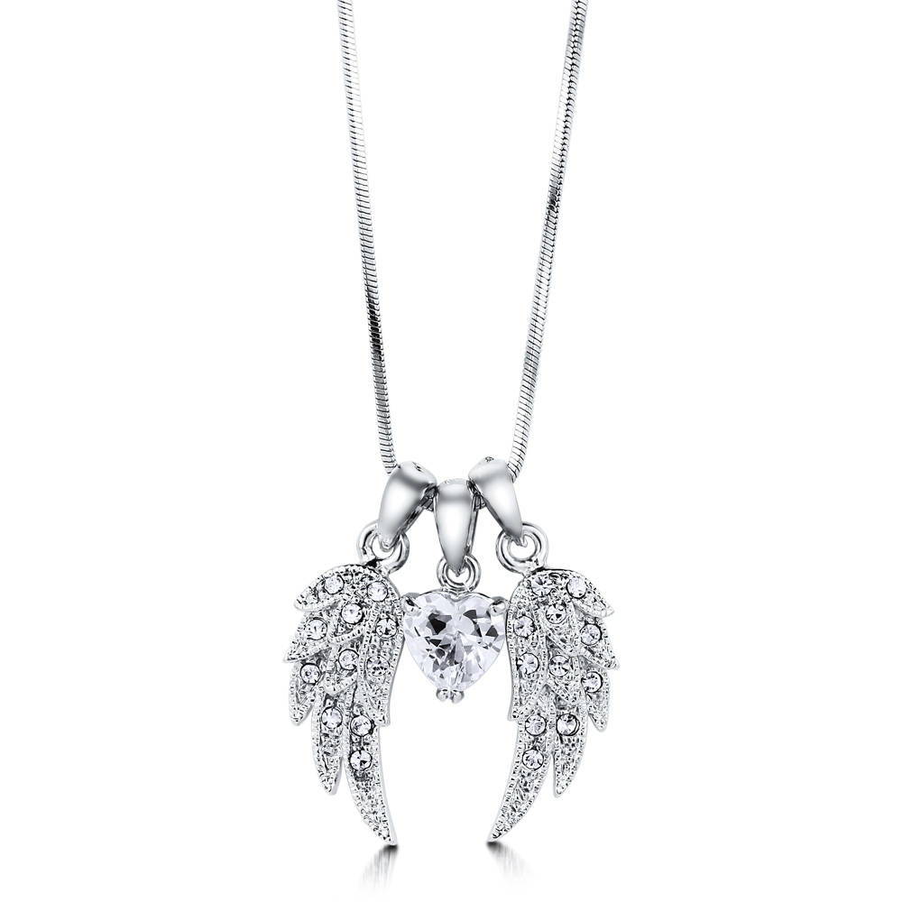 Angel Wings CZ Necklace and Earrings in Silver-Tone, 5 of 9