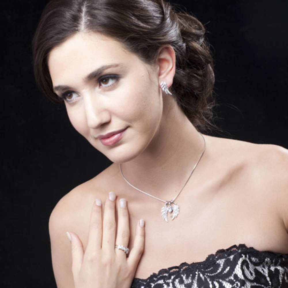 Angel Wings CZ Stud Earrings, 3 of 4