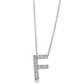 Initial Letter CZ Necklace in Sterling Silver, F
