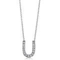 Initial Letter CZ Necklace in Sterling Silver, U