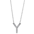Initial Letter CZ Necklace in Sterling Silver, Y