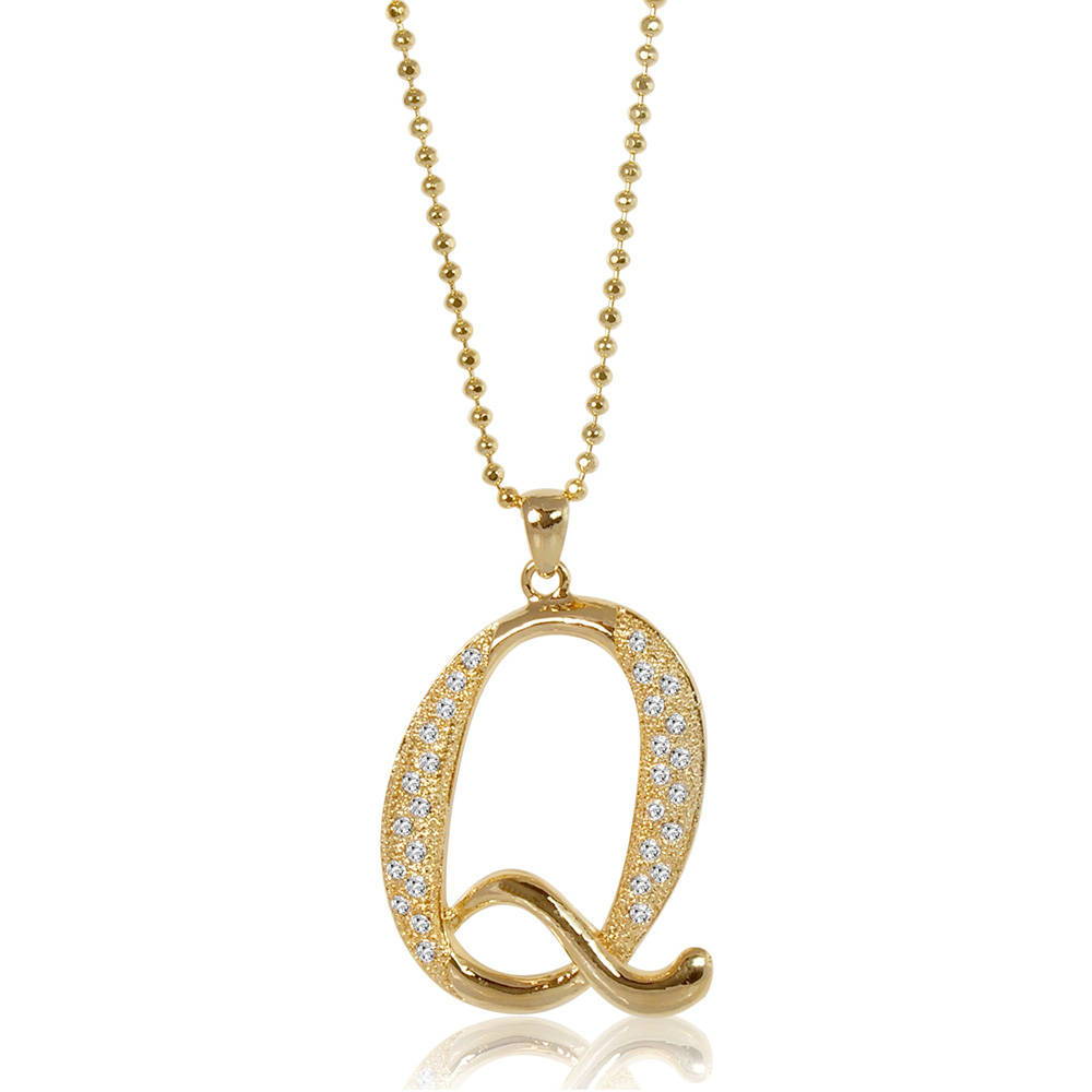 Initial Letter Pendant Necklace in Gold-Tone