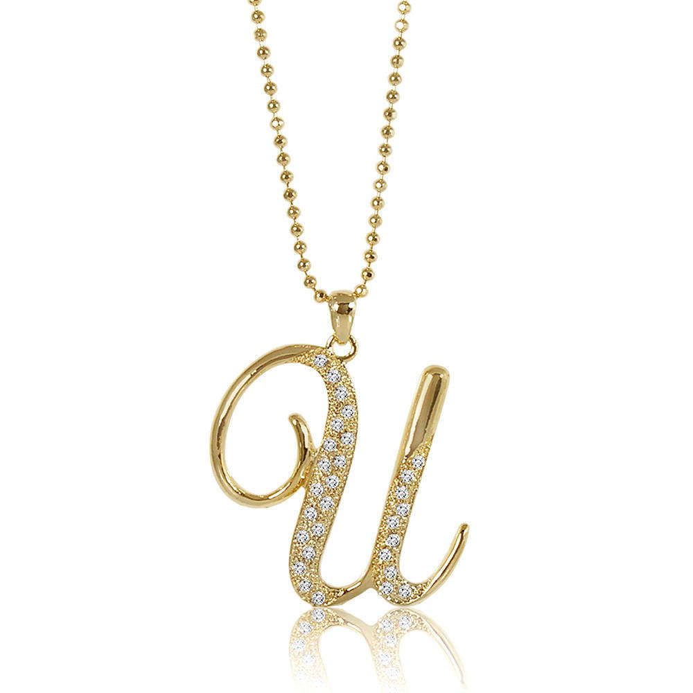 Gold-Tone Initial Letter Pendant Necklace #N740  Letter pendent, Initial  pendant necklace, Letter pendant necklace