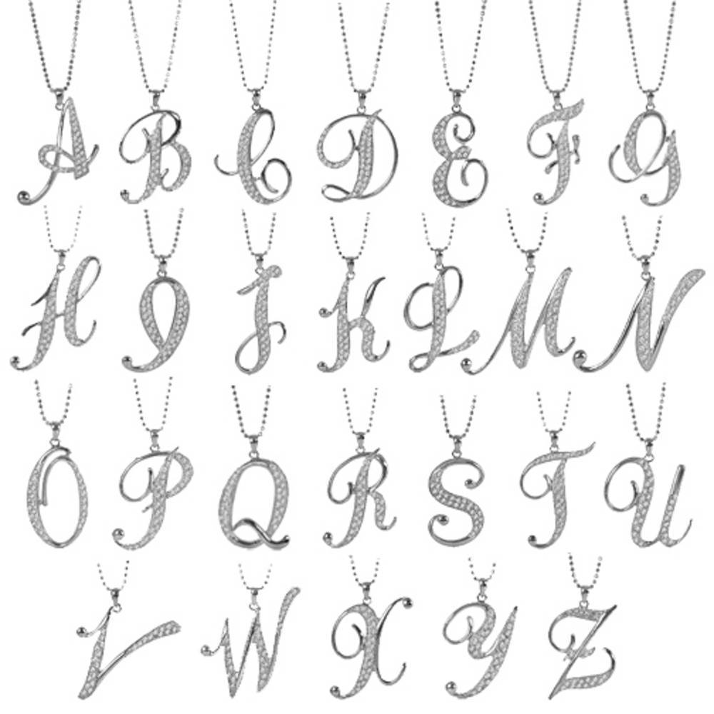 Initial Letter Pendant Necklace in Silver-Tone