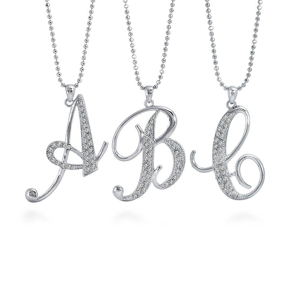 Initial Letter Pendant Necklace in Silver-Tone, 2 of 5