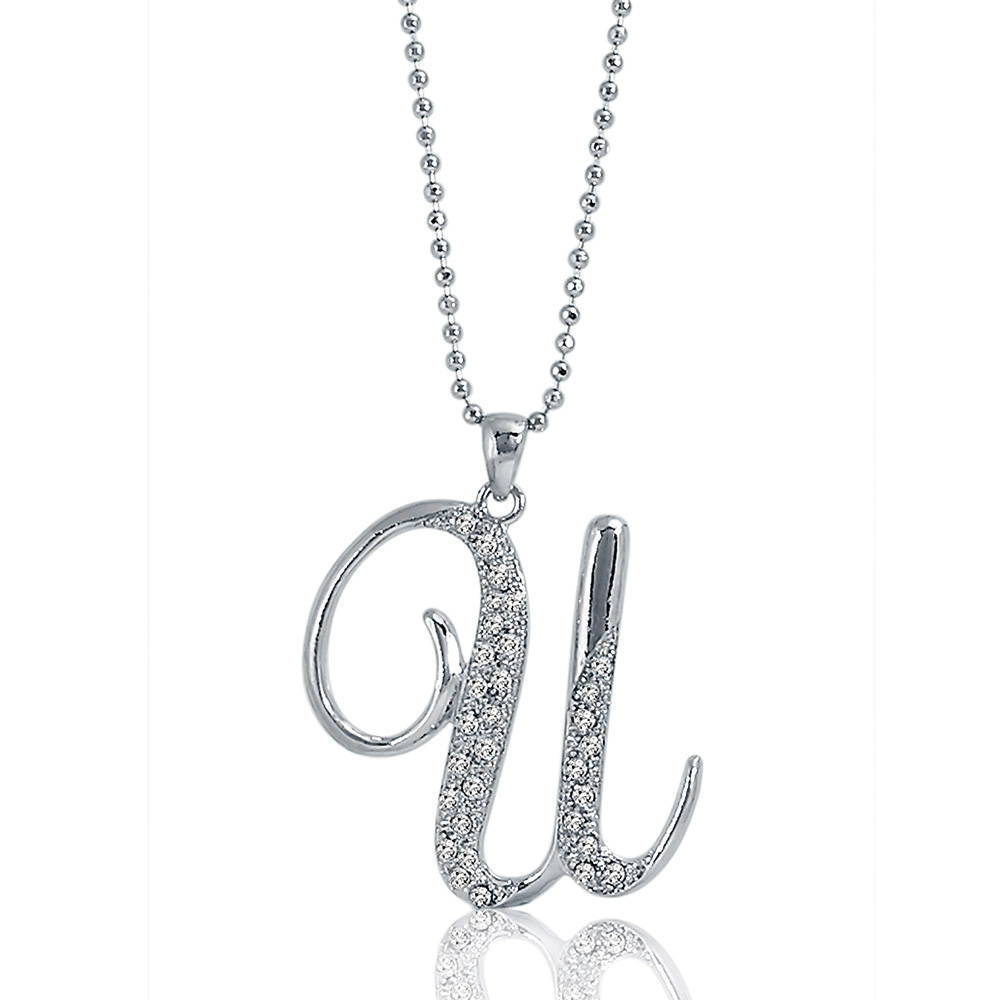 Initial Letter Pendant Necklace in Silver-Tone, 1 of 5