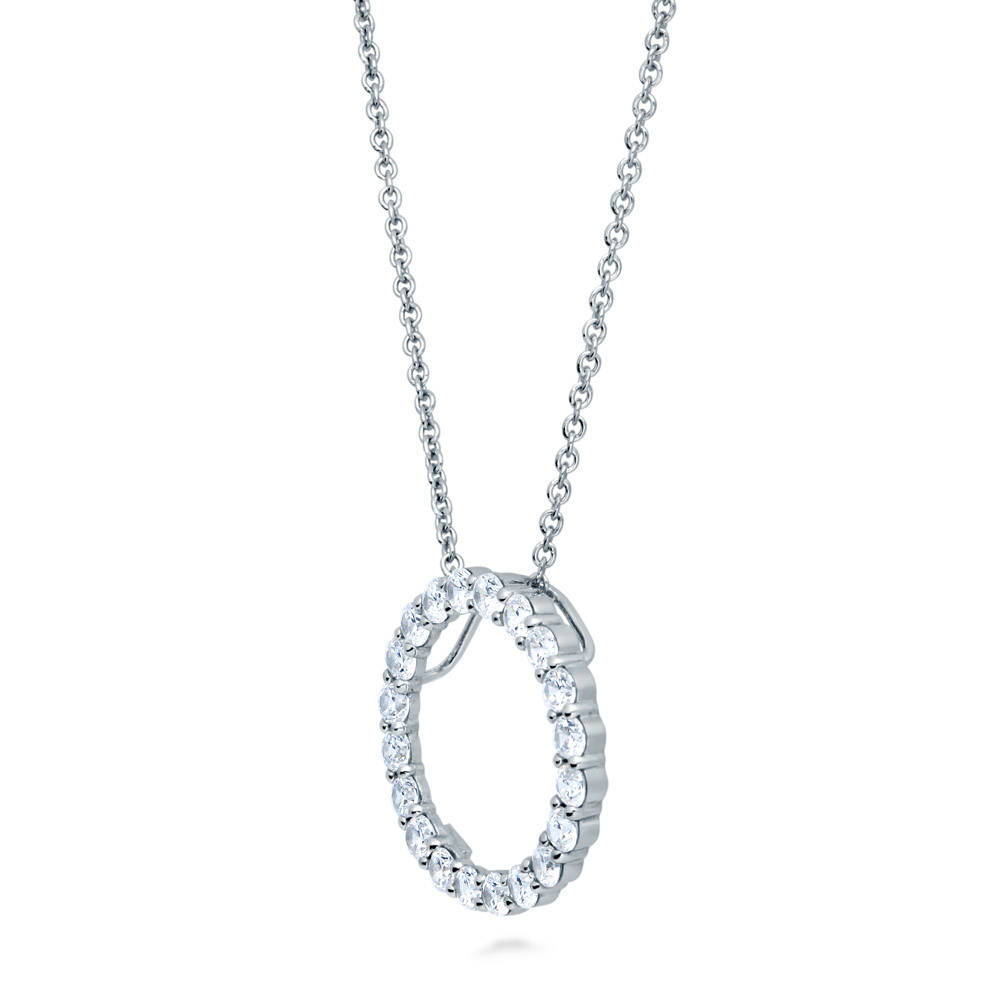 Open Circle CZ Necklace and Earrings Set in Sterling Silver