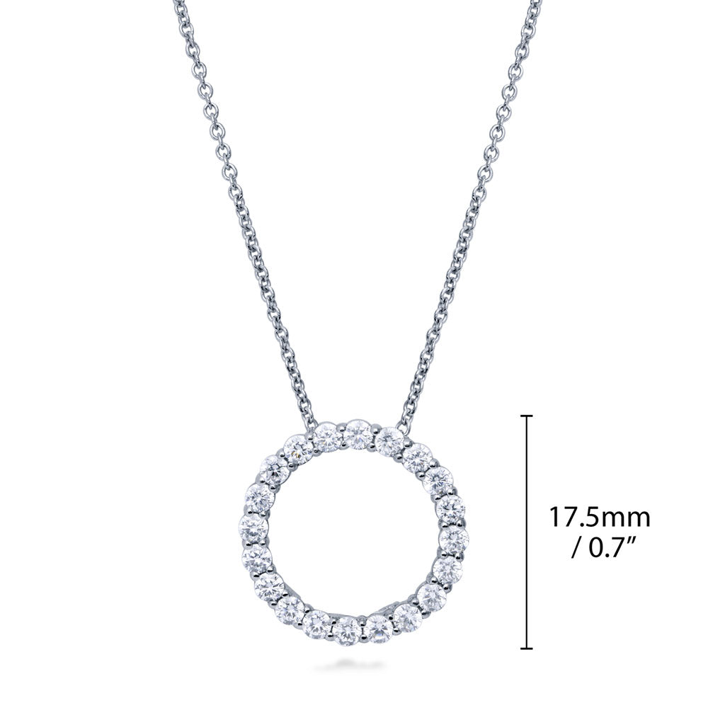 Angle view of Open Circle CZ Pendant Necklace in Sterling Silver, 4 of 9