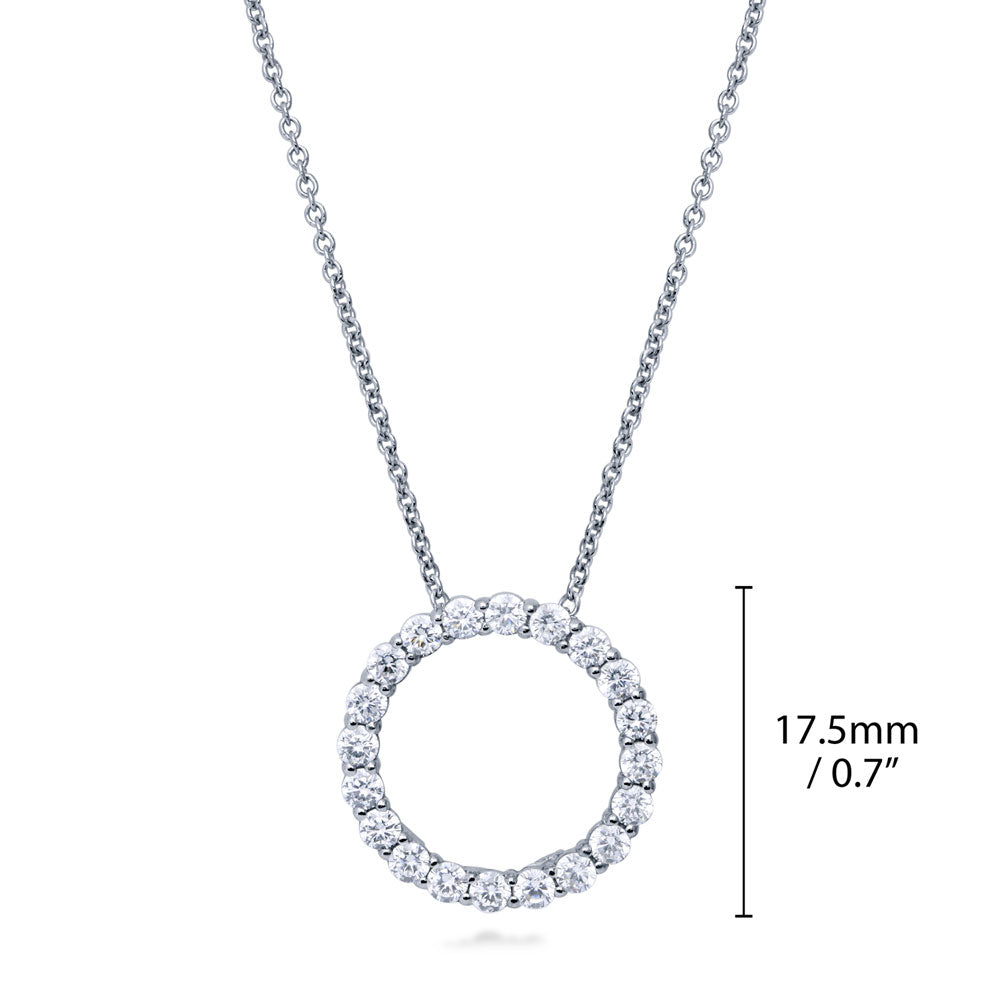 Open Circle CZ Necklace and Earrings Set in Sterling Silver