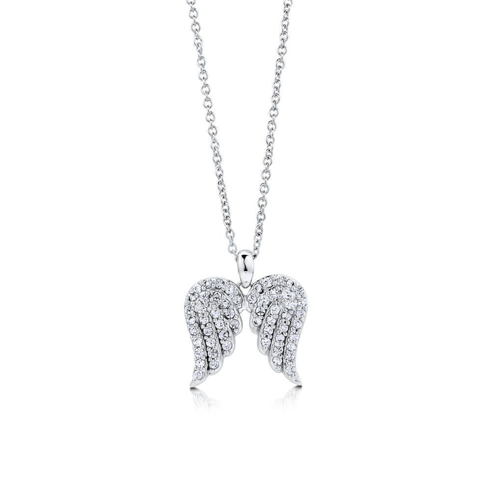 Angel Wings CZ Necklace in Sterling Silver, 1 of 8