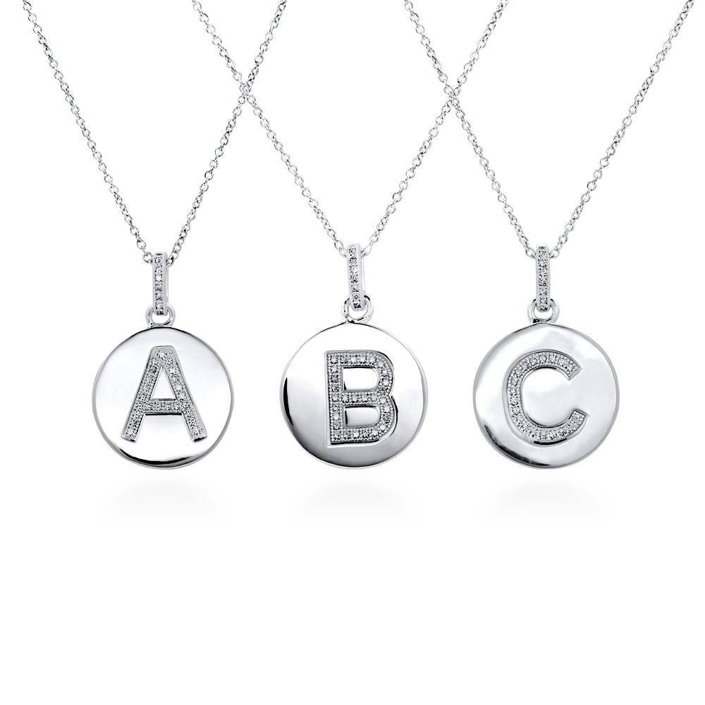 Initial Letter CZ Pendant Necklace in Sterling Silver, 2 of 5