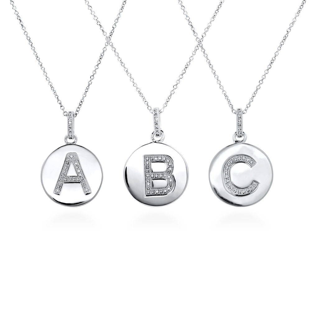 Initial Letter CZ Necklace in Sterling Silver