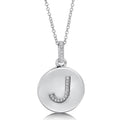 Initial Letter CZ Necklace in Sterling Silver, J