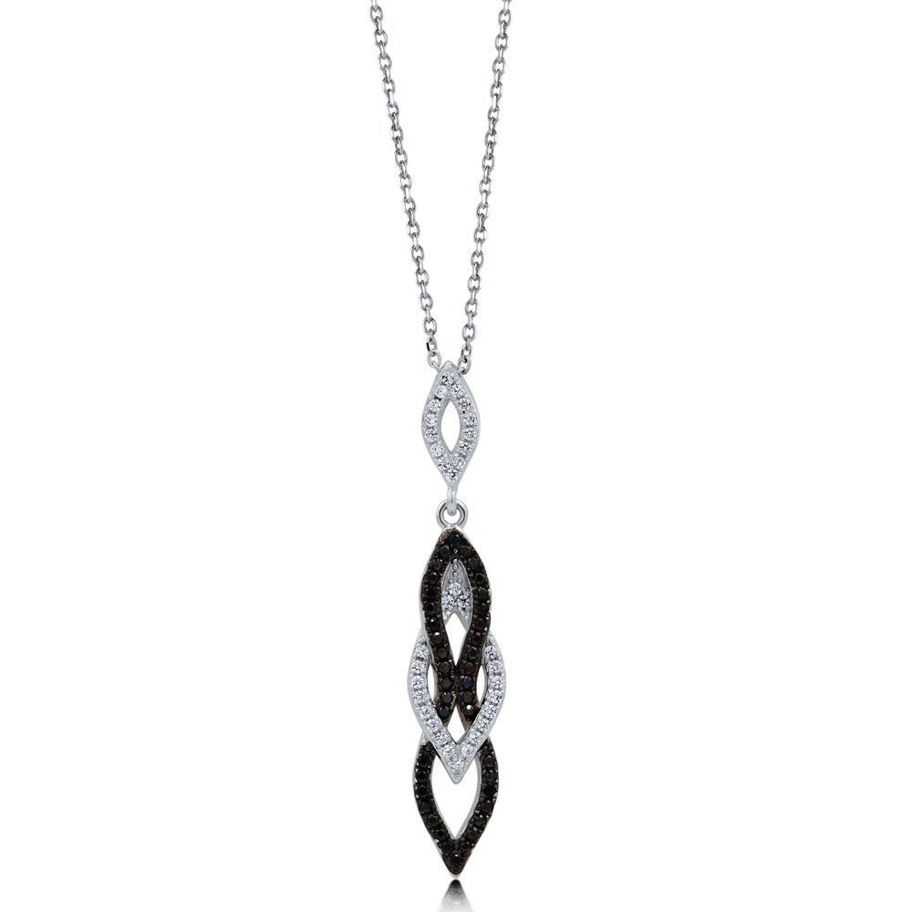 Black and White CZ Pendant Necklace in Sterling Silver, 1 of 10