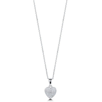 Heart CZ Pendant Necklace in Sterling Silver