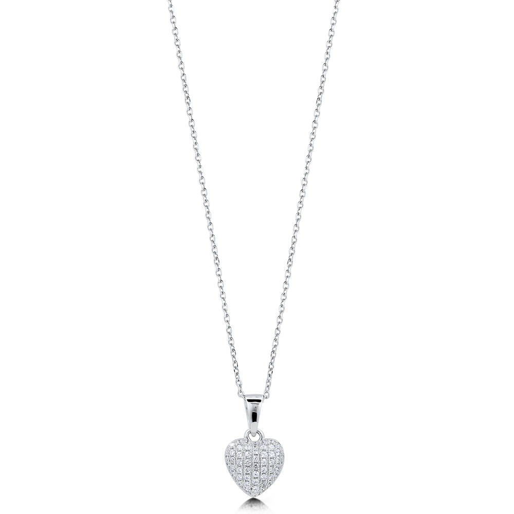 Heart CZ Pendant Necklace in Sterling Silver, 1 of 6