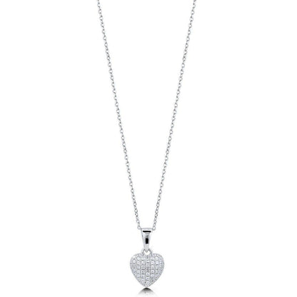 Heart CZ Pendant Necklace in Sterling Silver
