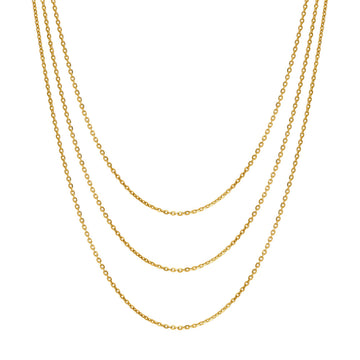 Italian Chain Necklace in Gold Flashed Sterling Silver, 3 Piece