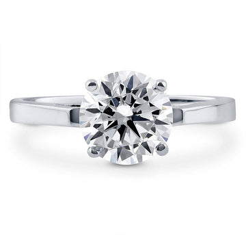 Solitaire 2ct Round CZ Ring in Sterling Silver