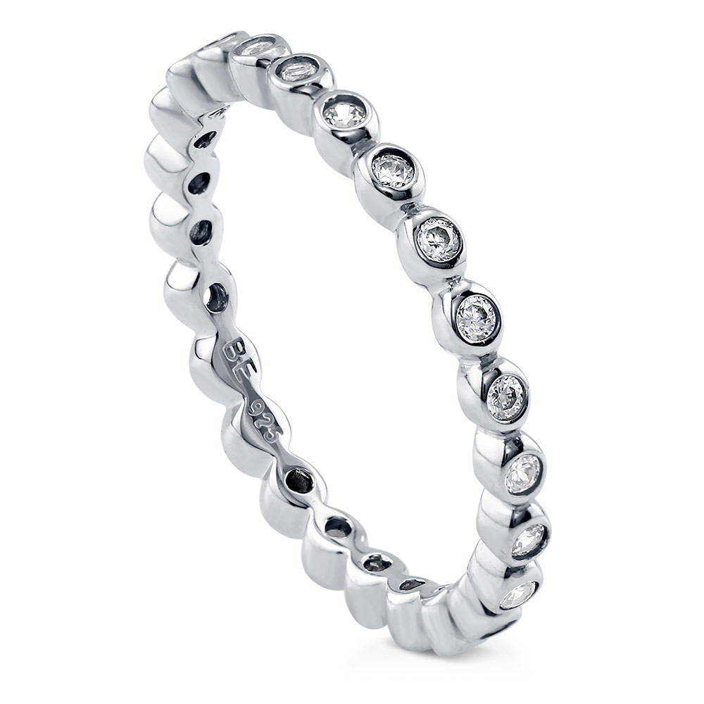 Front view of Bubble Bezel CZ Eternity Ring in Sterling Silver, 3 of 5