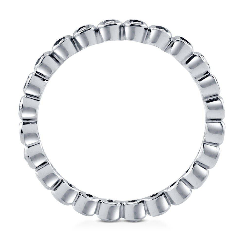 Angle view of Bubble Bezel CZ Eternity Ring in Sterling Silver, 4 of 5