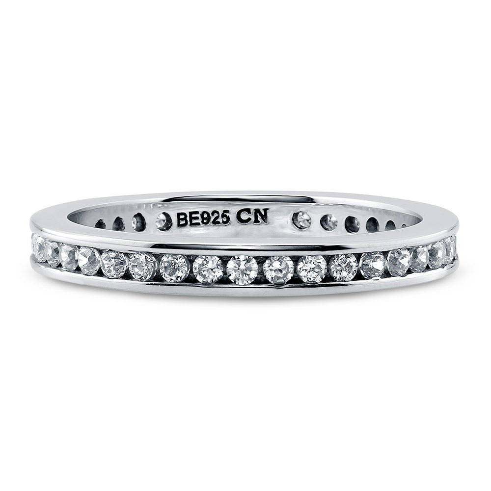 Channel CZ Eternity Ring in Sterling Silver, 1 of 5